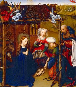 Jacques Daret - Adoration of the Child - WGA5933. Free illustration for personal and commercial use.