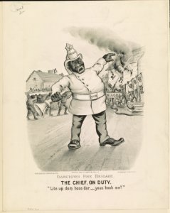 Darktown fire brigade. The chief, on duty- Lite up dem hose dar-yous heah me! LCCN91724467