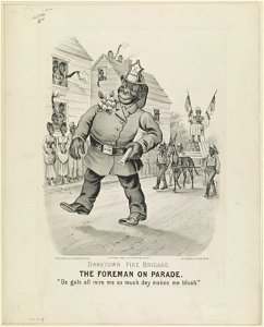 Darktown fire brigade. The foreman on parade- De gals all mire me so much dey makes me blush. LCCN91724469