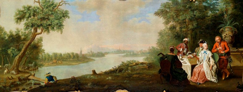 Darmstädter Hofmaler Elegante Gesellschaft in Parklandschaft