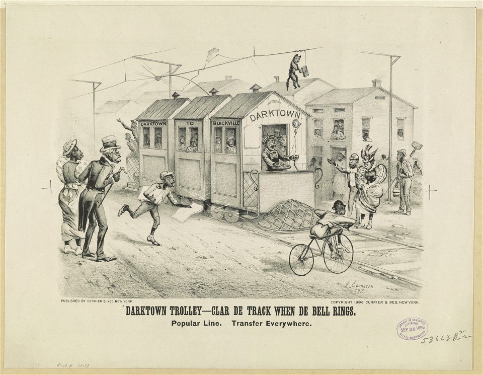 Darktown trolley - Clar de track when de bell rings- Popular line. Transfer everywhere LCCN91790199