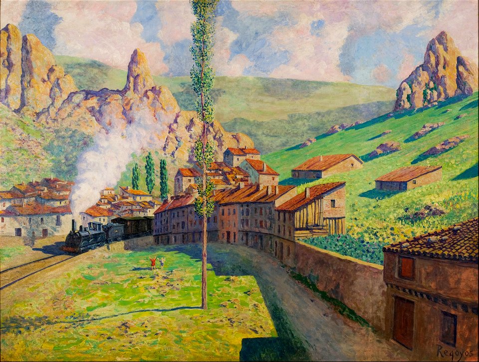 Darío de Regoyos - Pancorbo- Passing Train - Google Art Project