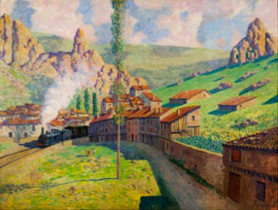 Darío de Regoyos - Pancorbo- Passing Train - Google Art Project