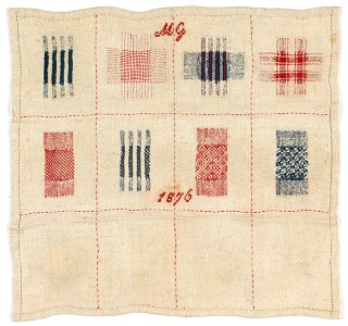 Darning sampler of 1876 (inscribed MG) - Google Art Project. Free illustration for personal and commercial use.
