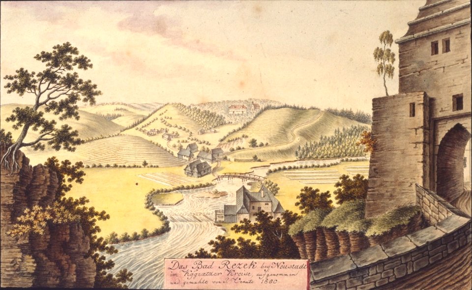 Das Bad Rezek bey Neustadt im Kggraetzer Kreise, aufgenommen und gemahlt von J. Venuto 1800