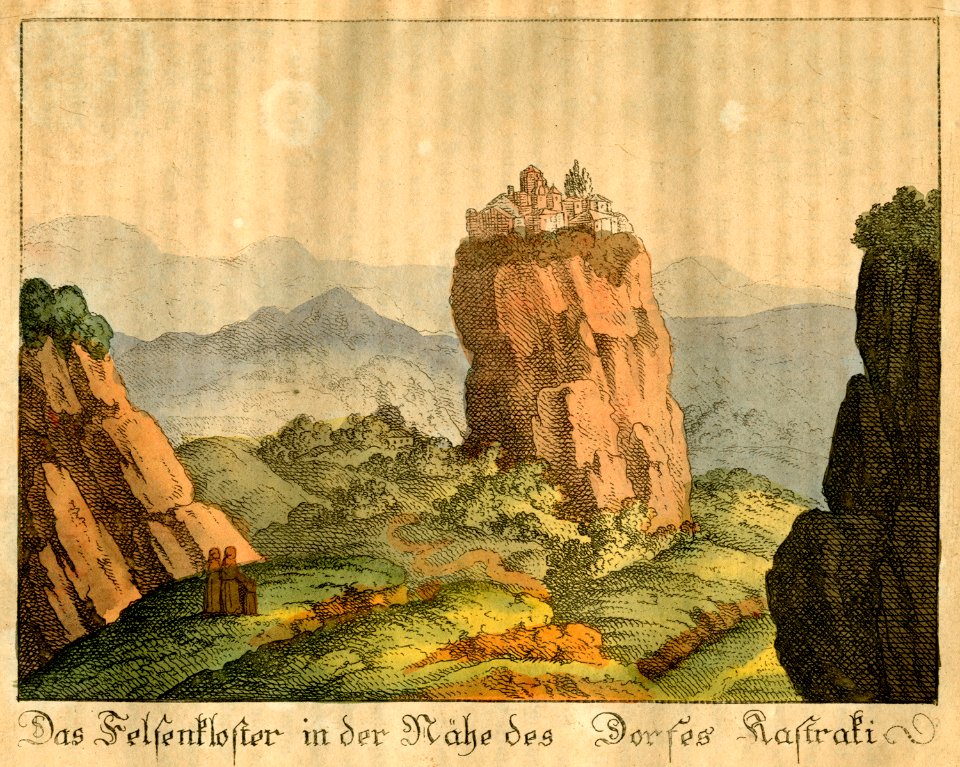 Das Felsenkloster in der Nähe - Griechenland Oder Sitten Bräuche Trachten Und Denkmäler Der Griechen Nach Den Neuesten Und Beste Quellen Bearbeitet - 1825
