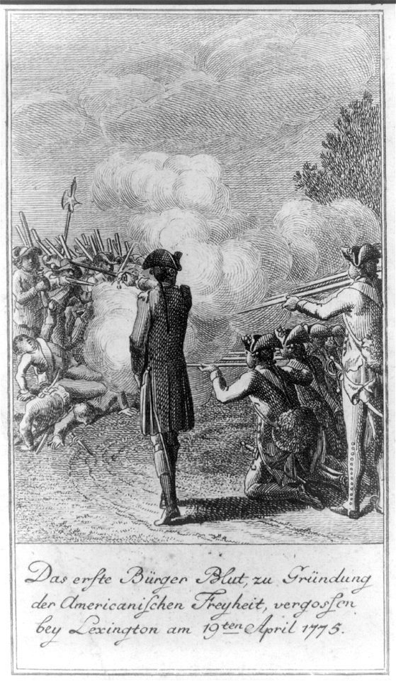 Das erste Bürger Blut, zu Gründung der Americanischen Freyheit, vergossen bey Lexington am 19ten April 1775 LCCN2004670199