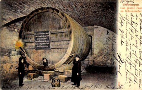 Das große Fass im Schlosskeller (AK 30680 Gebr. Metz E Mauthe 1904)
