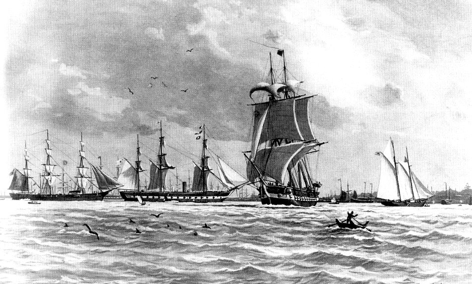 Das Ostasiatische Geschwader der Preußischen Kriegsmarine 1859 bis 1862 Gemälde von Lüder Arenhold um 1905