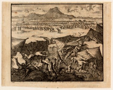 Dathan en Abiram met hun volgelingen door de aarde verzwolgen, objectnr A 47812