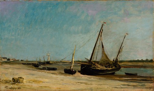 Charles-François Daubigny - Bateaux sur la côte à Étaples (1871)