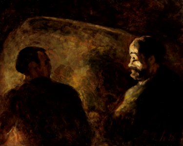 Daumier - Devant l'âtre Deux hommes en conversation, 1856-1860