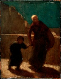 Honoré Daumier - On a Bridge at Night - Google Art Project