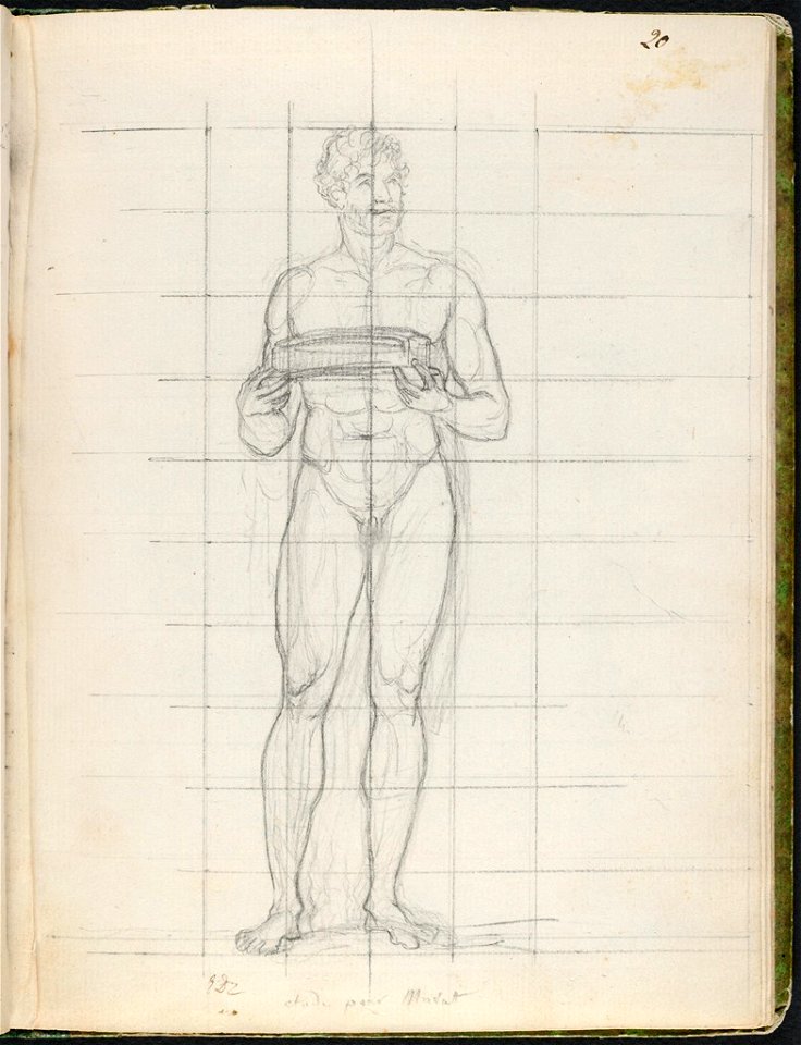 David - 1943.1815.12.20, Nude Study of Prince Joachim Murat, Later King of Naples, Holding the Cushion for the Empress' Crown