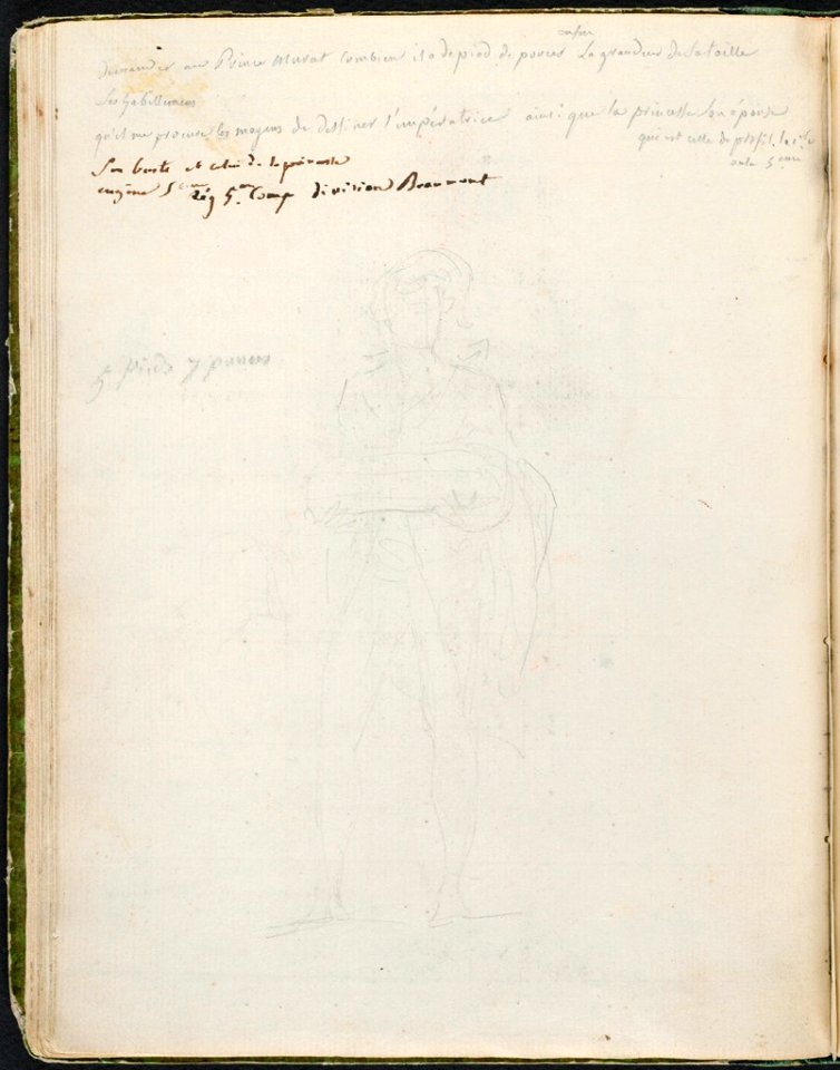 David - 1943.1815.12.19, verso Faint Sketch of Prince Joachim Murat