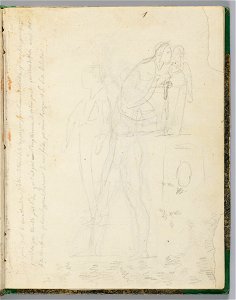 David - 1943.1815.13.1, Two Faint Sketches of Napoleon; Princess Louis Kneeling beside Prince Napoleon-Charles