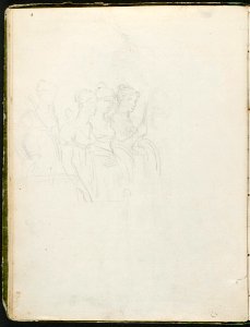 David - 1943.1815.12.7, verso Faint Sketch of Four Imperial Princesses Caroline, Pauline, and Elisa Bonaparte, and Julie Clary
