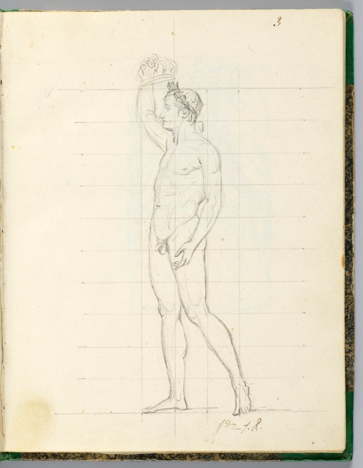 David - 1943.1815.13.3, Napoleon, Nude, Crowning Himself
