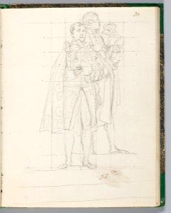 David - 1943.1815.13.31, Sketch of Two Chamberlains Holding Their Hats