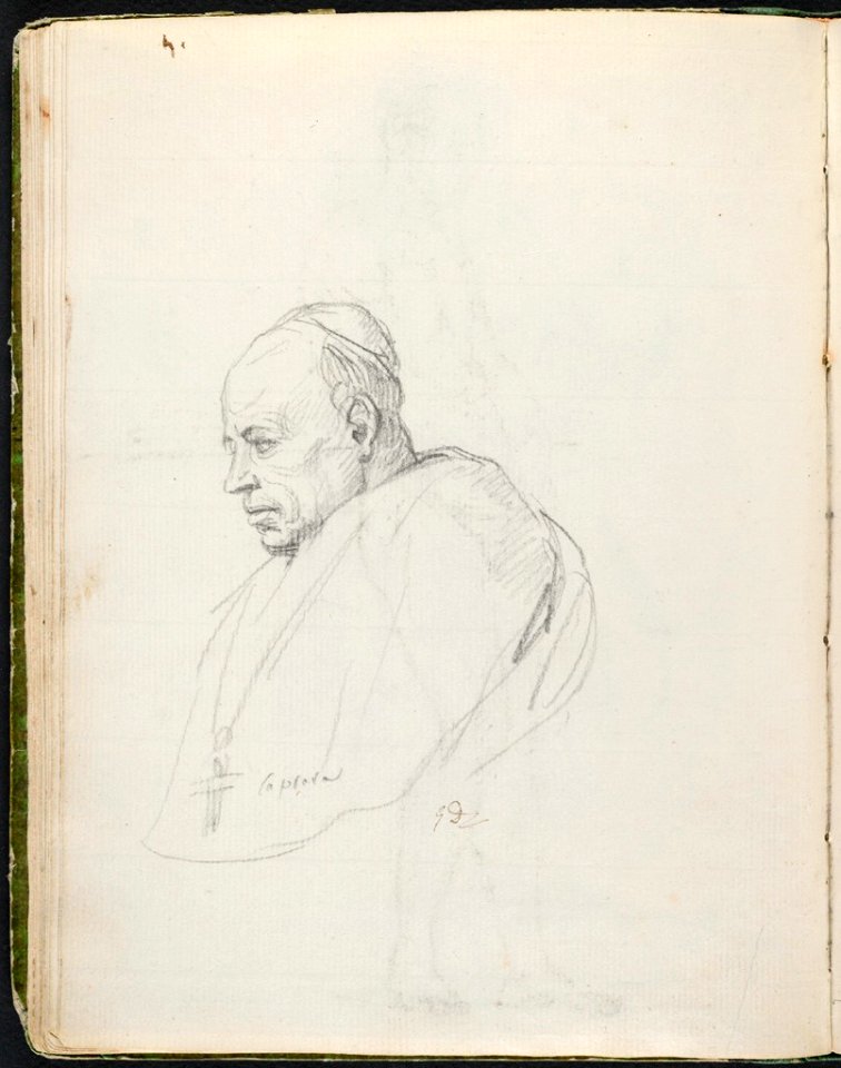 David - 1943.1815.12.17, verso Bust-Length Study of Cardinal Caprara, Papal Legate in France, Wearing a Skullcap
