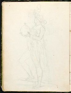 David - 1943.1815.12.8, verso Faint Sketch of Maréchal Berthier Holding the Imperial Orb of Charlemagne