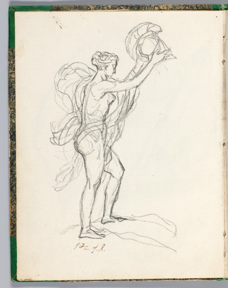 David - 1943.1815.13.56, verso Nude Figure Holding a Helmet