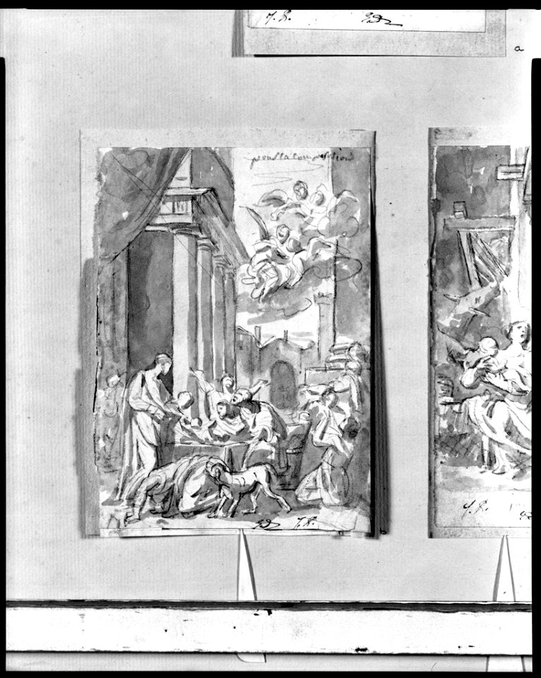 David - 1943.1815.19.9.B, Saint Dominic Restoring a Child to Life, after Tiarini (The Roman Album)