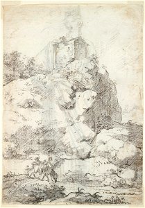 David - 1943.1815.19.13.B, Statue of a Standing Roman Woman (The Roman Album)