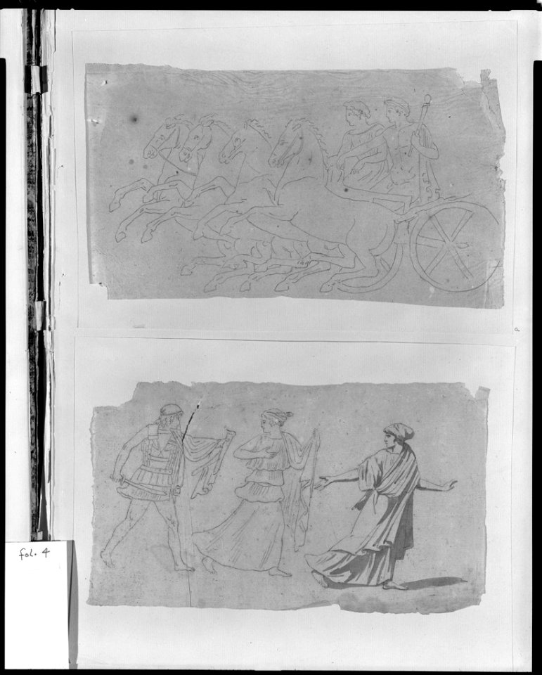 David - 1943.1815.19.4.A, Four Horses Drawing a Chariot (The Roman Album)