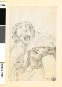 David - Enfant pleurant près d'une jeune femme défaillante, le visage à demi voilé, D.1981