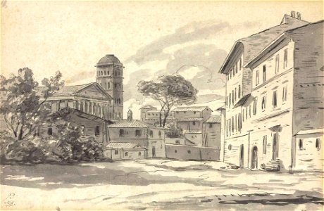 David - A Roman village with a temple and tower at left, 5970539