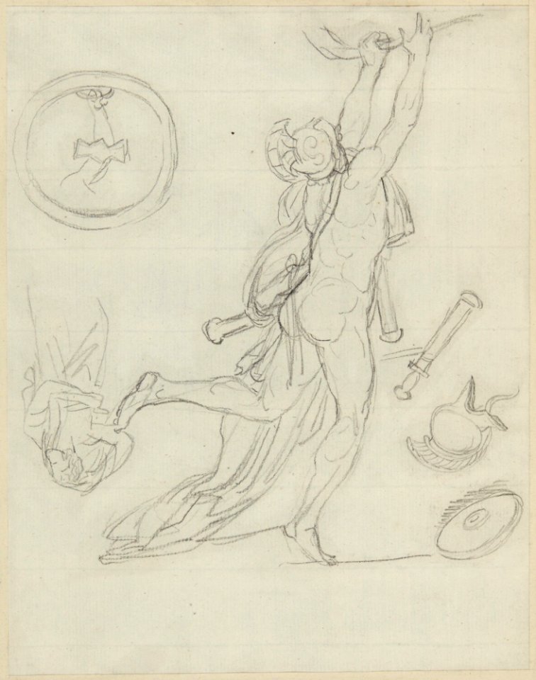 David - figure studies for Leonidas at Thermopylae, ca. 1814, x1982-47, verso
