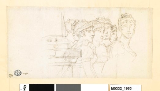 David - Groupe de princesses, vues à mi-corps tournées vers la droite, D.1963