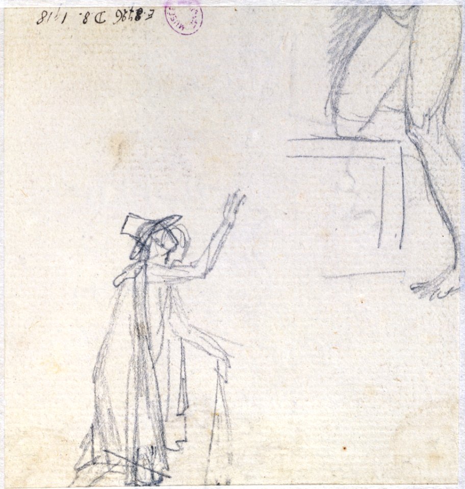 David - Au verso, esquisse d'un personnage à genoux, et d'un autre dont on ne voit que les jambes, D.7954