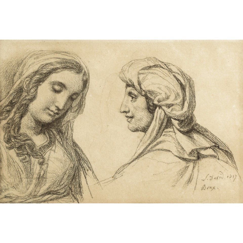 David - Jeune fille et vieille femme vues en buste, lot.70