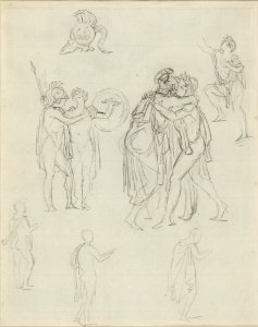 David - figure studies for Leonidas at Thermopylae, ca. 1814, x1982-47