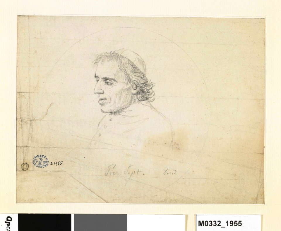 David - Le pape Pie VII, vu en buste et de trois-quarts, tourné vers la gauche, D.1955