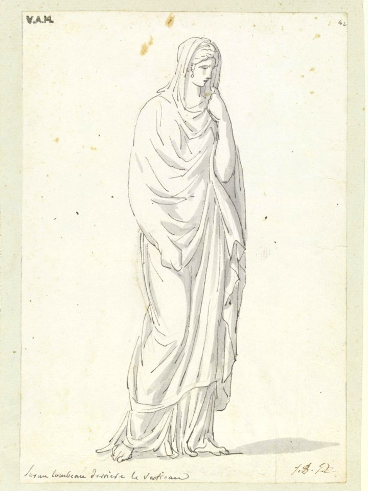 David - Study of a mourning female figure from a Roman sarcophagus, E.4786-1960