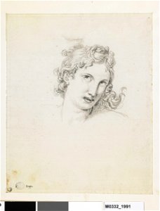 David - Tête de jeune fille aux cheveux bouclés, la bouche ouverte, légèrement tournée vers la droite, D.1991