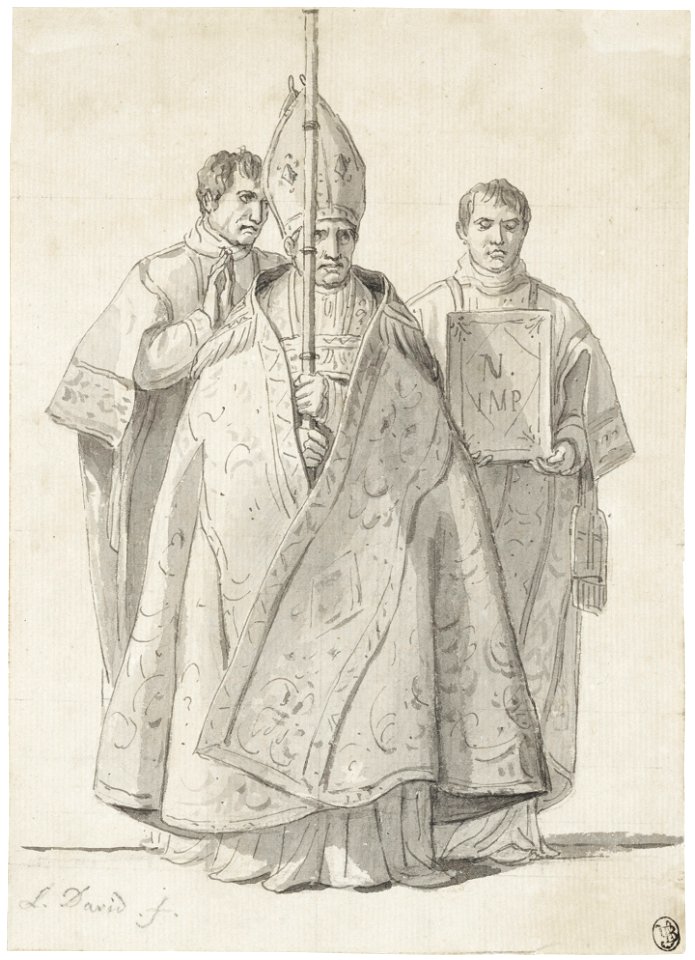 David - Study of a Bishop and two Clerics for The Coronation of Napoleon, lot.99