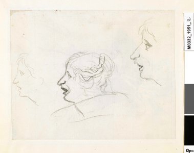 David - Trois études de têtes, de profil à gauche (verso), D.1951