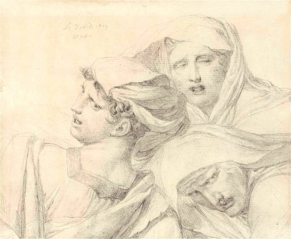 David - Three women in classical dress, bust length, with anguished expressions, 5970542