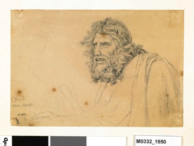 David - Vieillard vu en buste de trois-quarts à gauche, le bras gauche tendu pour mendier, D.1950