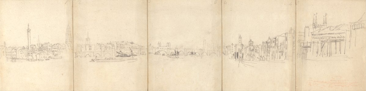David Cox - Panorama Old London Bridge - Google Art Project. Free illustration for personal and commercial use.