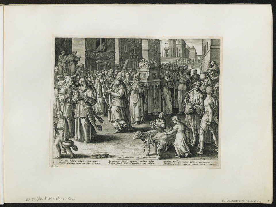 David and his People Playing Before the Lord as the Ark is Brought to Jerusalem ca.1589 print by Stradanus, S.I 1539, Prints Department, Royal Library of Belgium