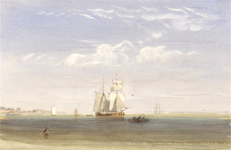David Cox (II) - A Merchantman Becalmed Offshore