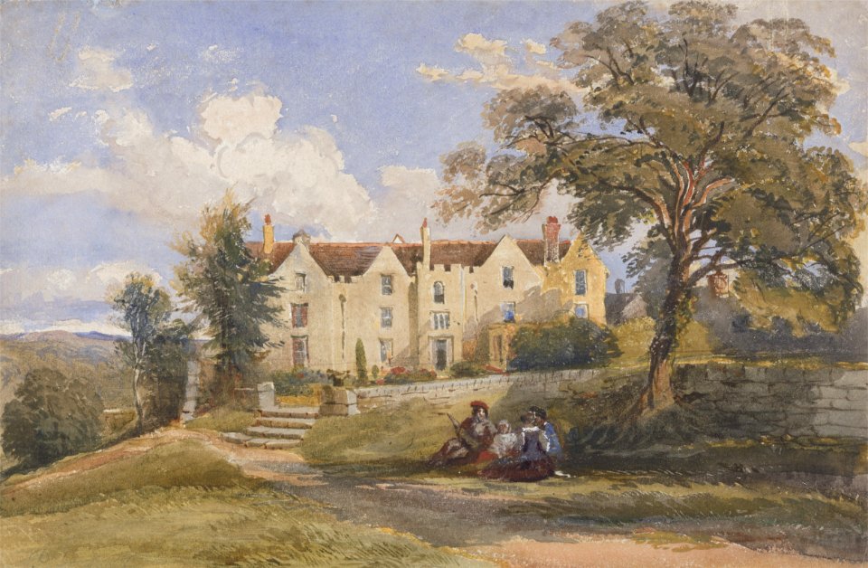 David Cox (II) - Group Seated in Grounds of a Large House (1840s)
