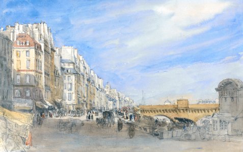 David Cox - Pont Neuf from the Quai de l'Ecole, Paris - Google Art Project. Free illustration for personal and commercial use.