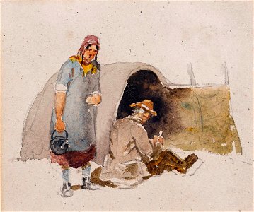 David Cox the elder - Cox-98259 - Travellers outside their tent. Free illustration for personal and commercial use.