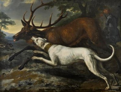 David Klöcker Ehrenstrahl - Jachthond valt een hert aan - NMDrh 330 - Nationalmuseum